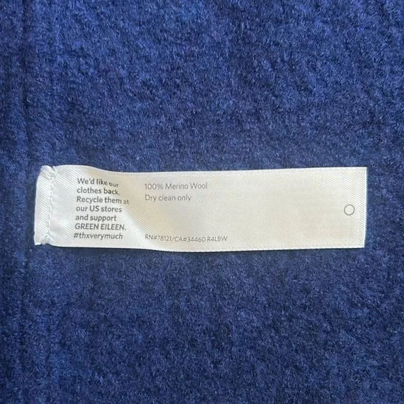 EILEEN FISHER 100% Blue Merino Wool Blue Zip-Up Jacket - Picture 6 of 7